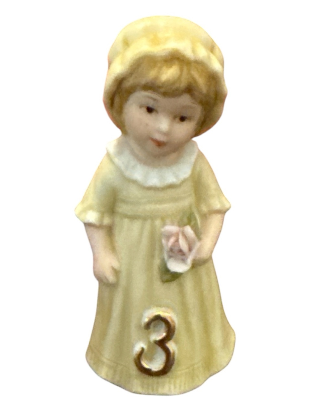 Enesco Birthday Girls Porcelain 3 Girl Figurine with Pink Rose